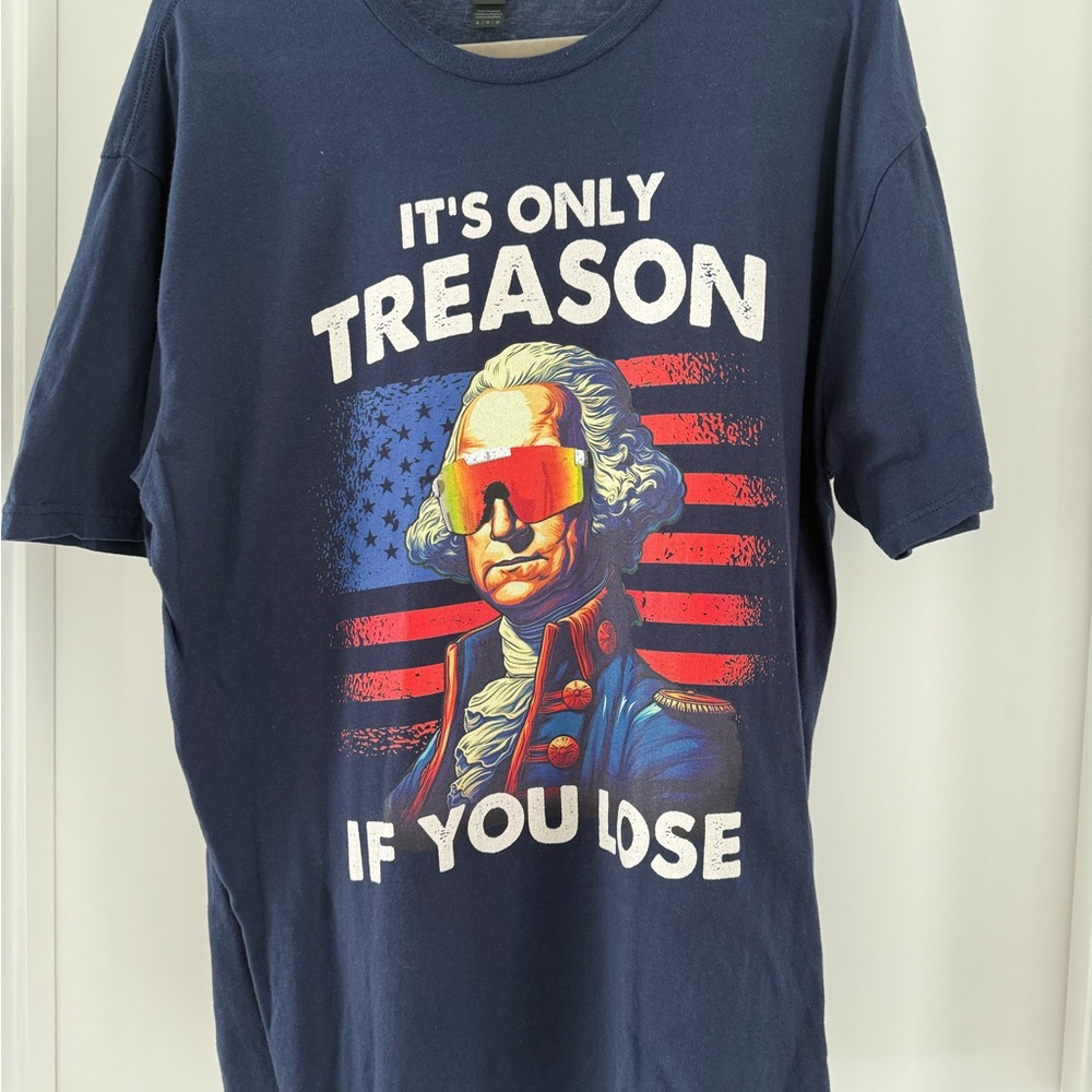 Patriotic 4th of July Blue Short Sleeve Tee EUC
